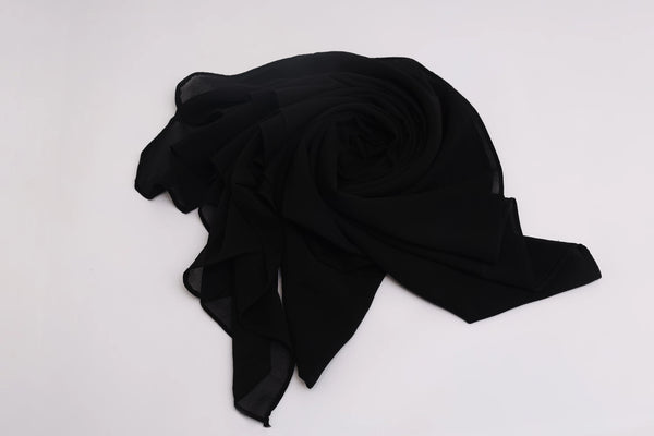 Jet Black Chiffon Hijab