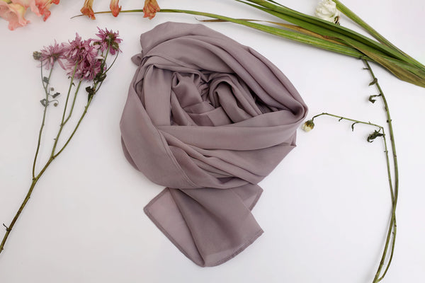 Brown Purplish Chiffon Hijab – Soft, Elegant & Lightweight