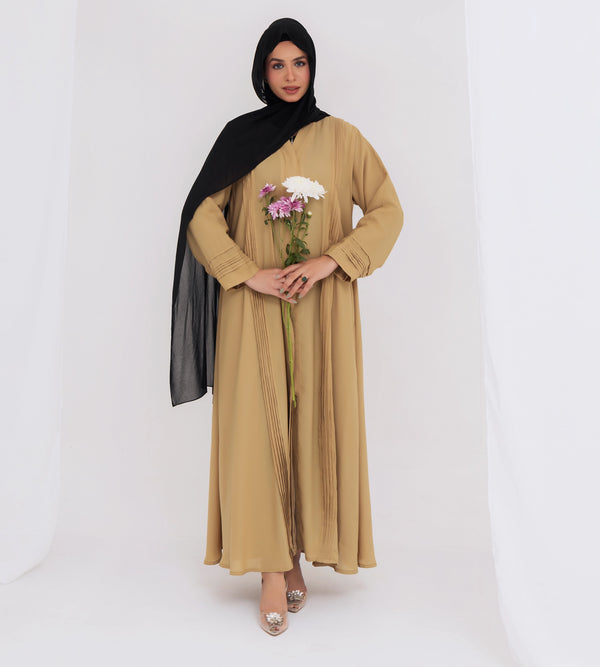 Sandy Brown Front-Open Abaya